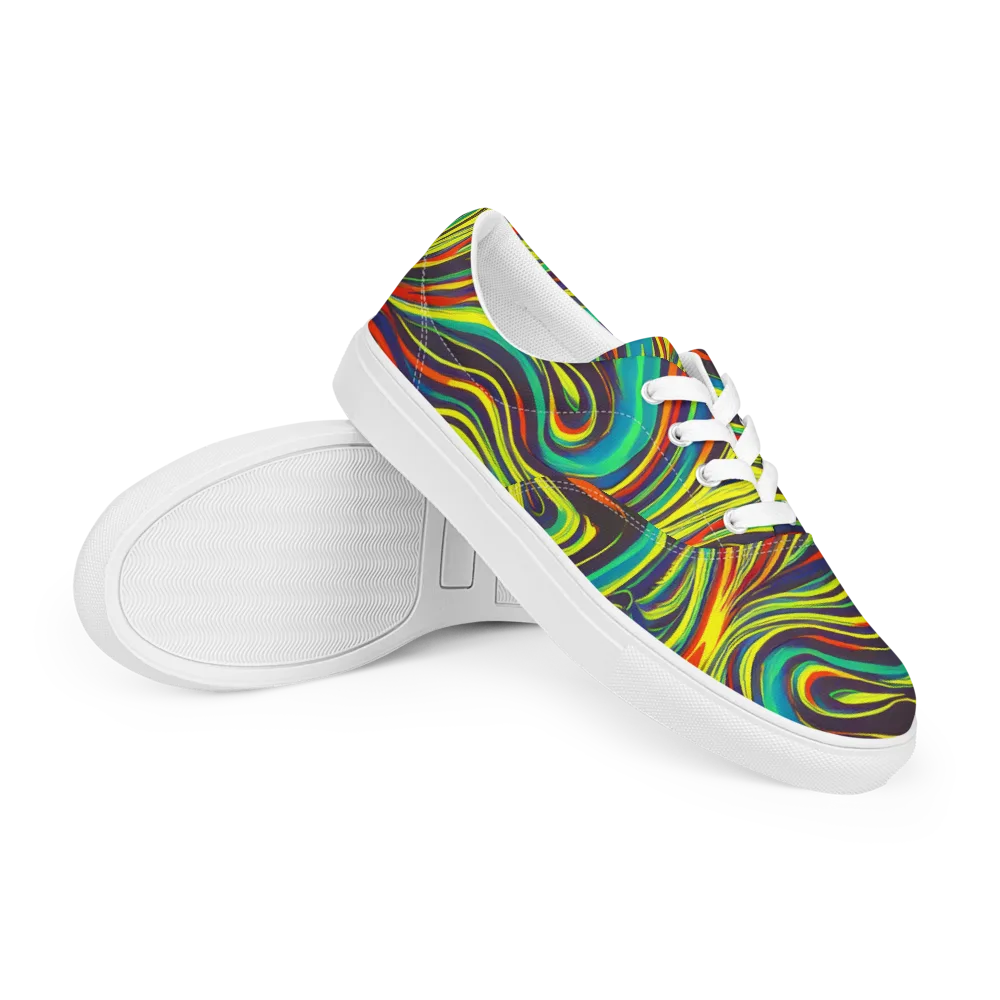 Voltage Veil on Men's Lace-Up Canvas Shoes — Right Front
