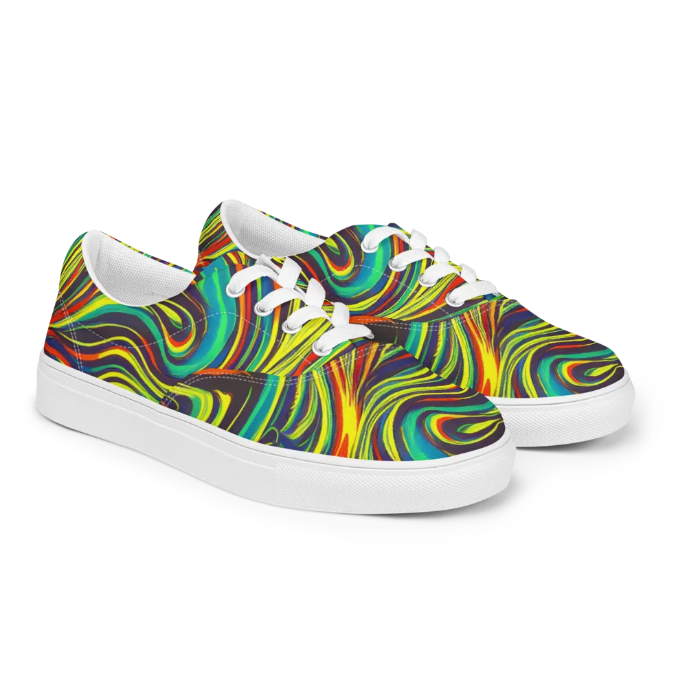 Voltage Veil on Men's Lace-Up Canvas Shoes — Right Front