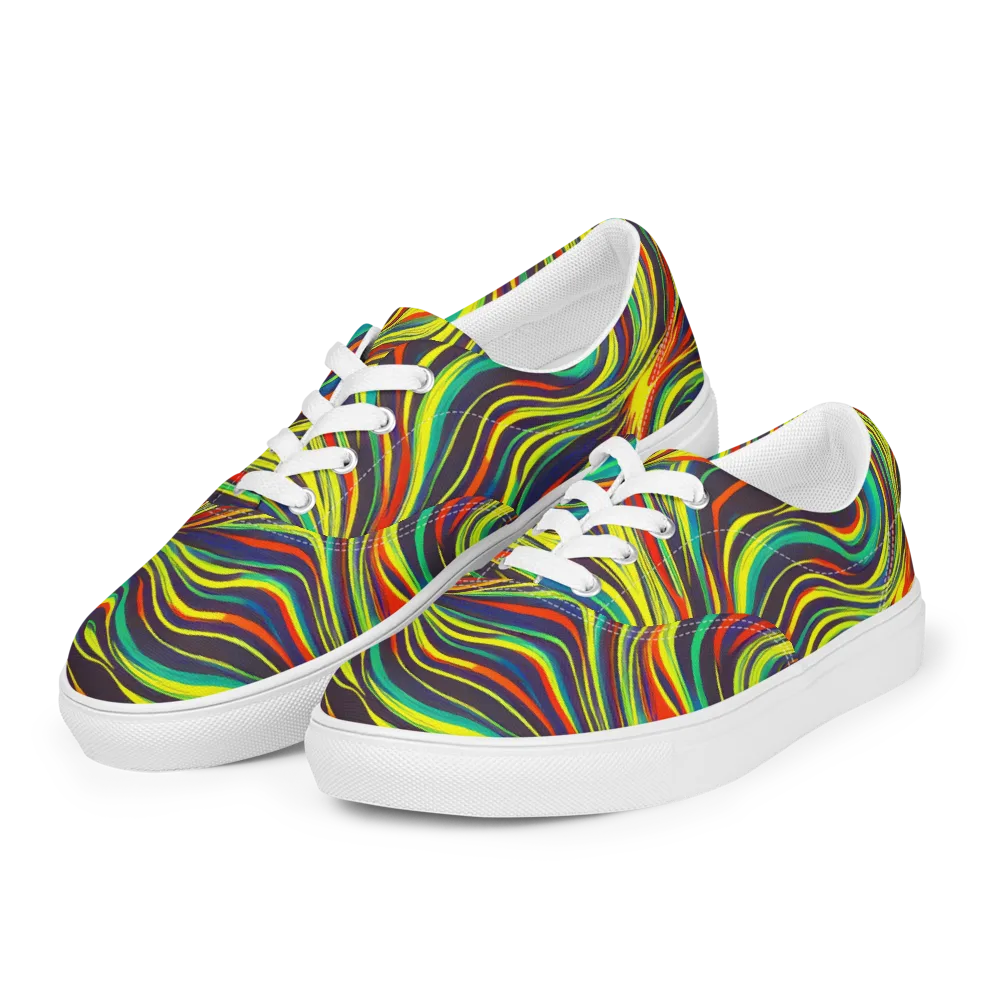 Voltage Veil on Men's Lace-Up Canvas Shoes — Left Front