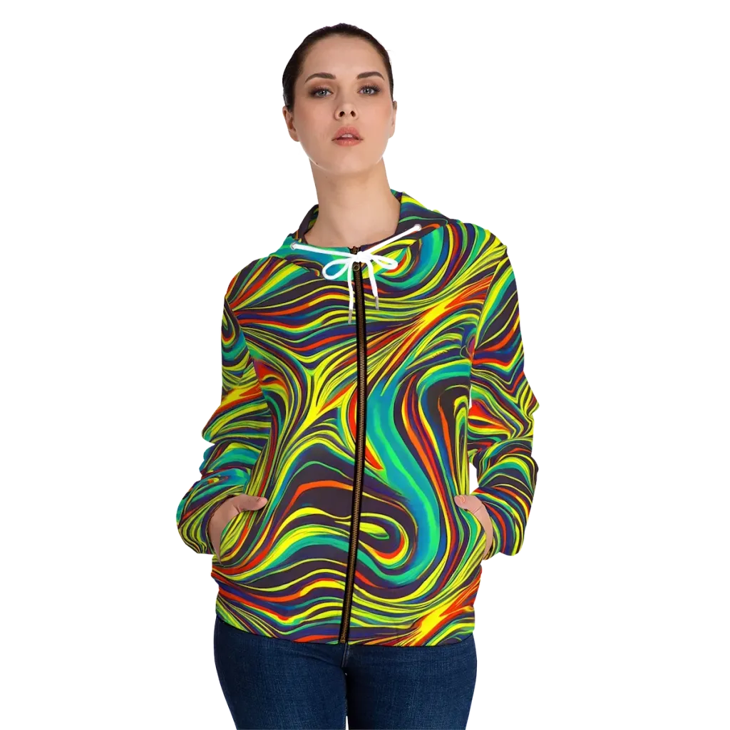 Voltage Veil on Women's Full-Zip Hoodie — Front On Person