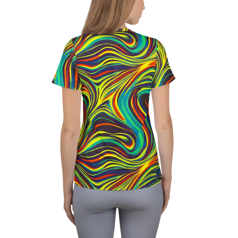 Voltage Veil on Women's Athletic T-Shirt — Back