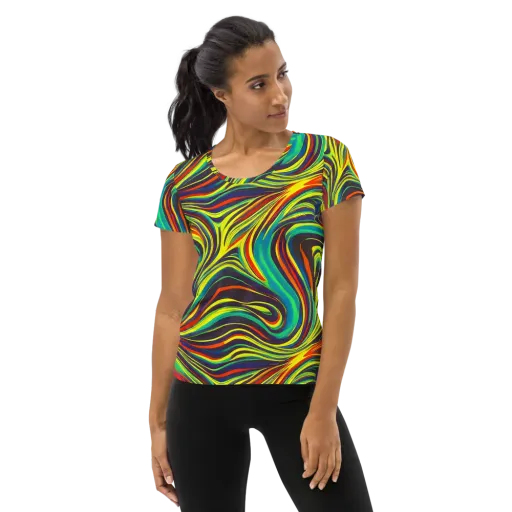 Voltage Veil on a Women's Athletic T-Shirt
