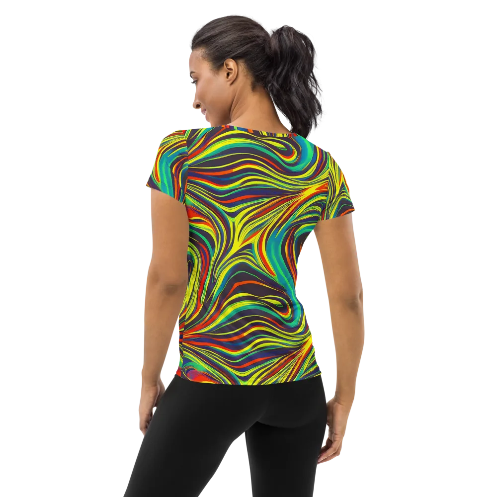 Voltage Veil on Women's Athletic T-Shirt — Back