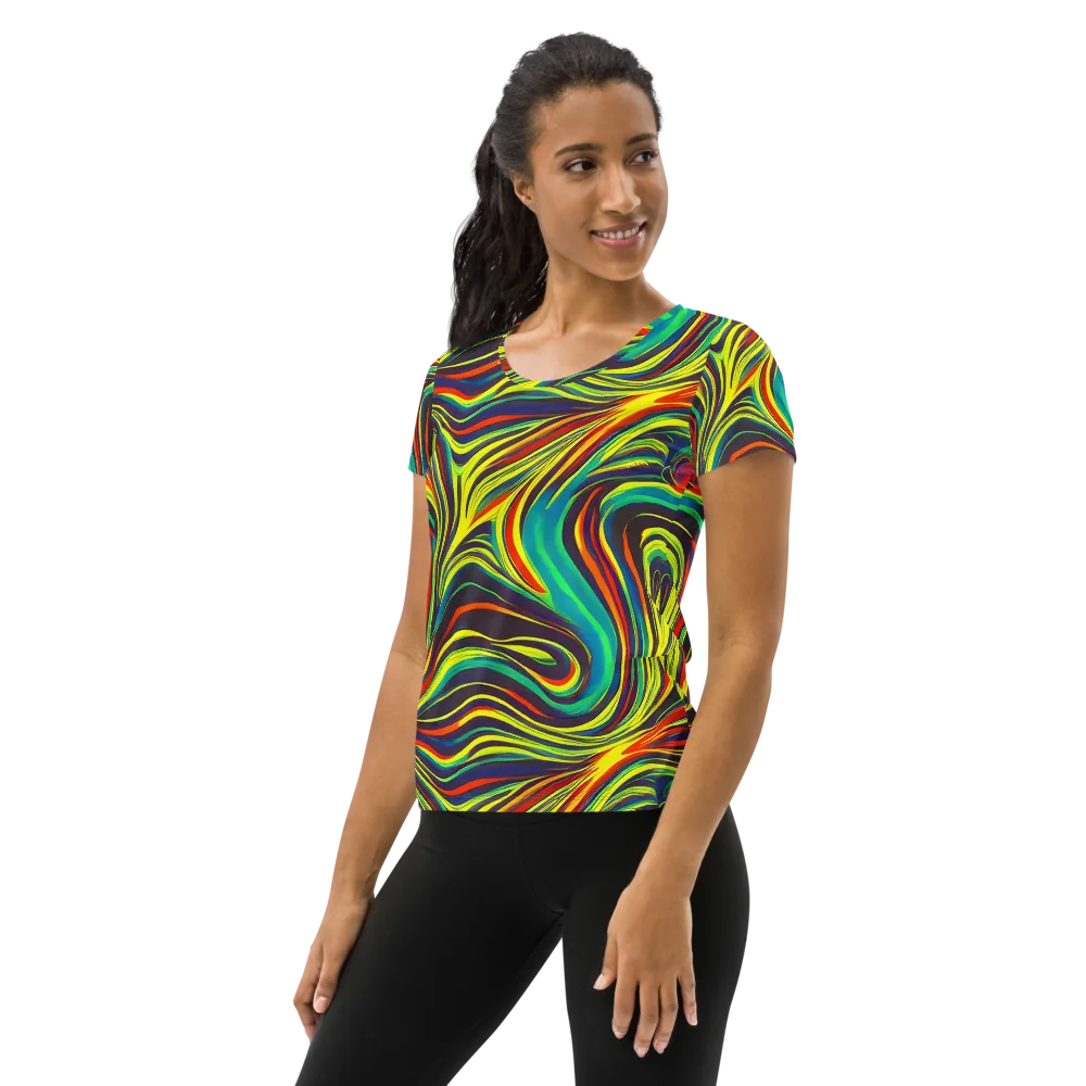 Voltage Veil on Women's Athletic T-Shirt — Left
