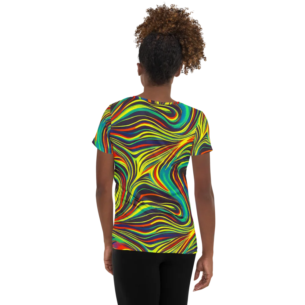 Voltage Veil on Women's Athletic T-Shirt — Back