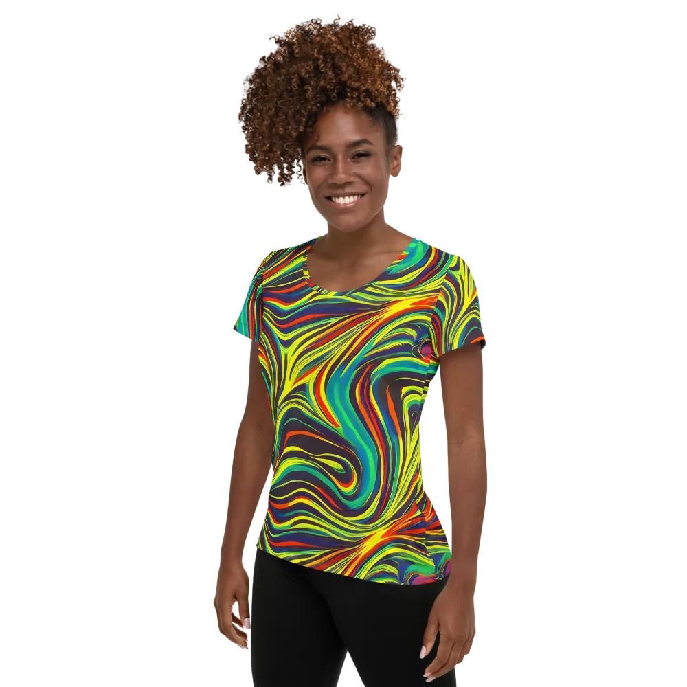 Voltage Veil on Women's Athletic T-Shirt — Left