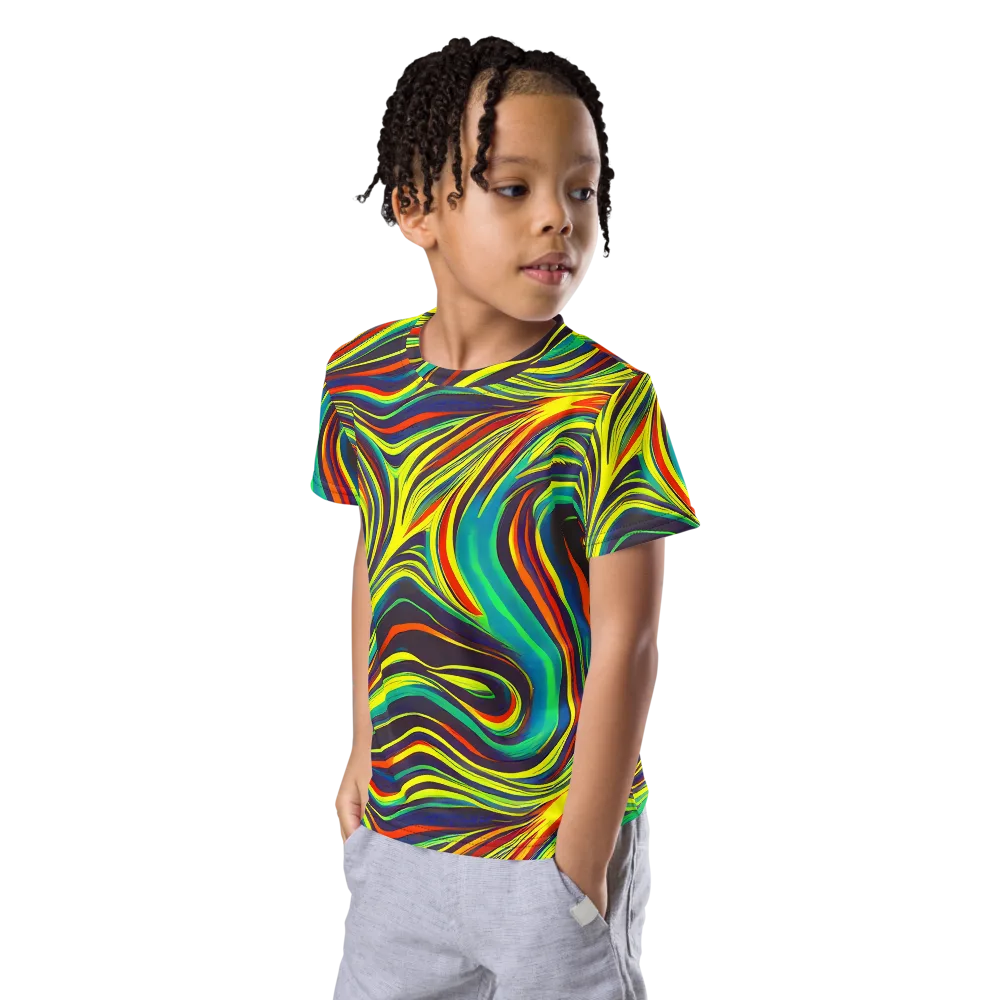 Voltage Veil on Kids Crew Neck T-Shirt — Left Front