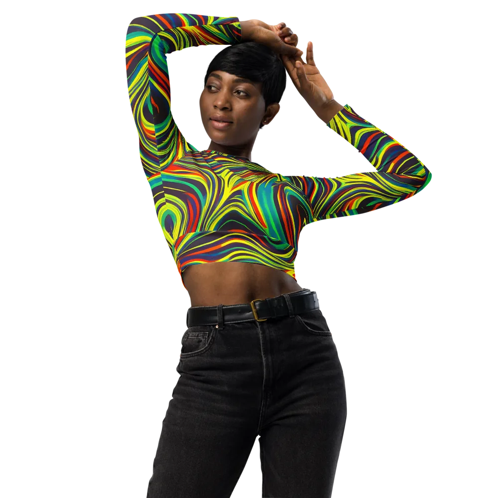Voltage Veil on Long Sleeve Crop Top — Front