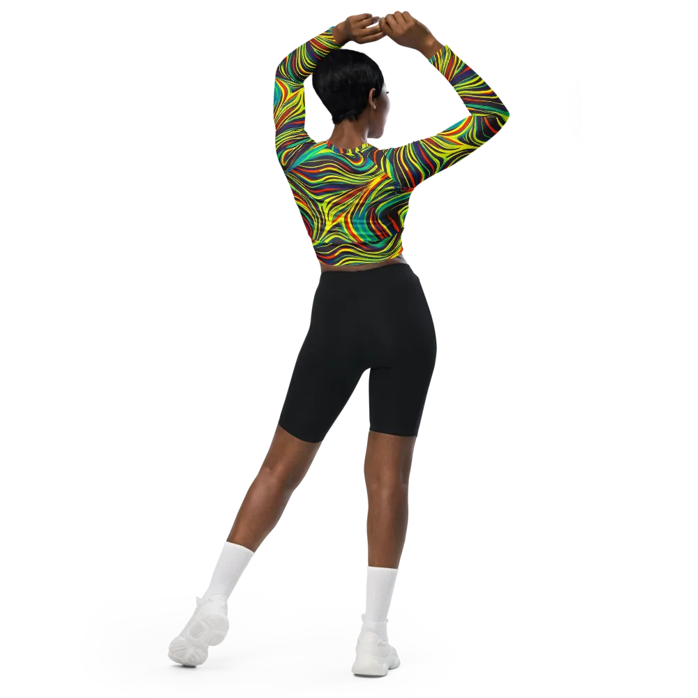 Voltage Veil on Long Sleeve Crop Top — Back