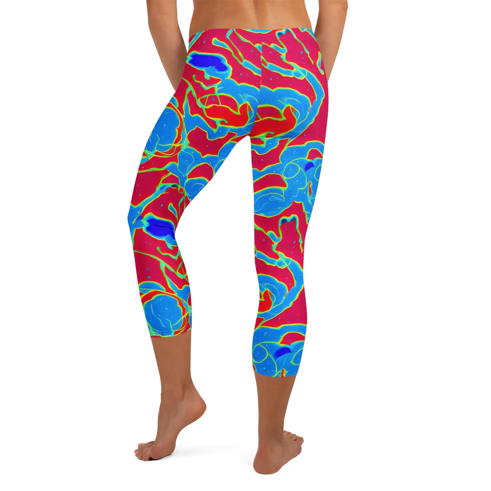 Electric Bloom on Capri Leggings — Back