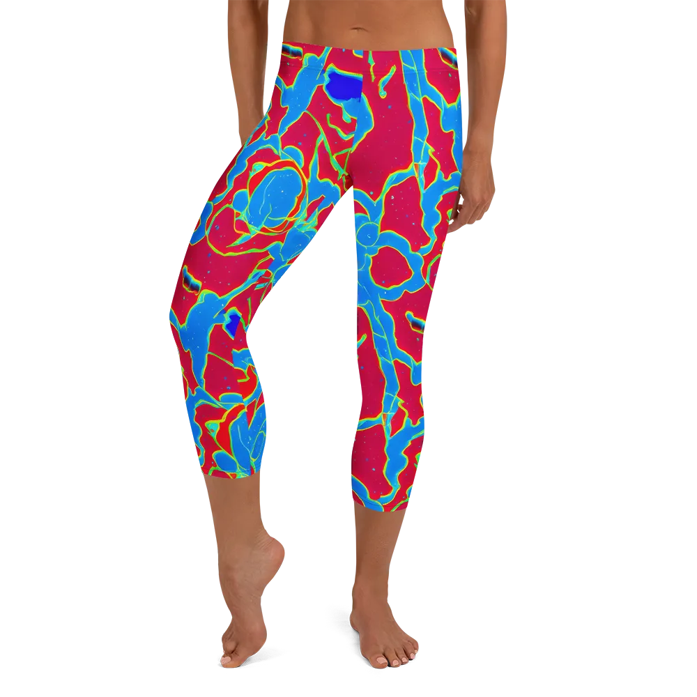 Electric Bloom on Capri Leggings — Front