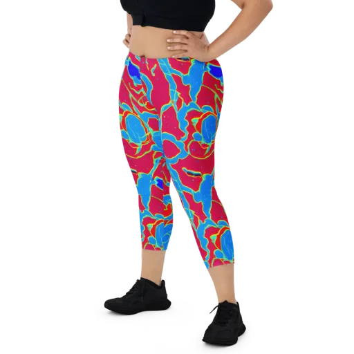 Electric Bloom on a Capri Leggings