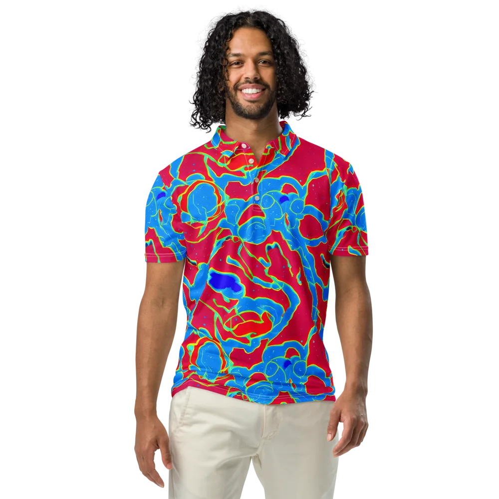 Electric Bloom on Men's Slim Fit Polo Shirt — Front