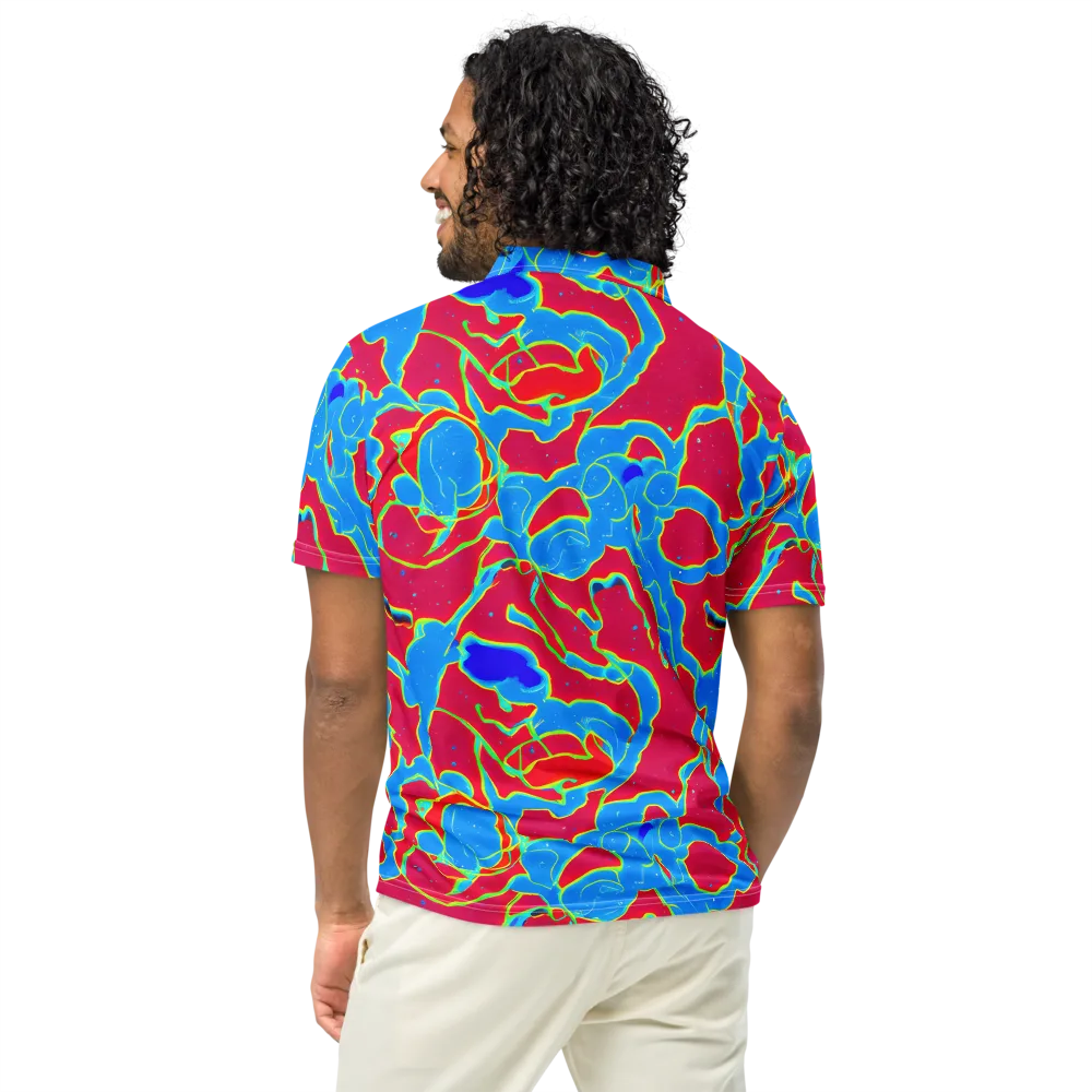 Electric Bloom on Men's Slim Fit Polo Shirt — Back