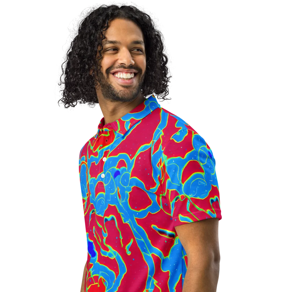 Electric Bloom on Men's Slim Fit Polo Shirt — Left Front