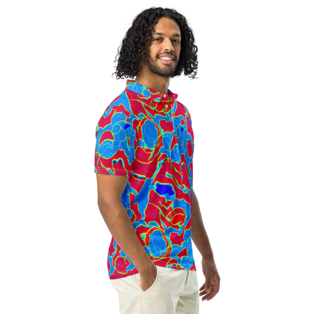 Electric Bloom on Men's Slim Fit Polo Shirt — Right Front