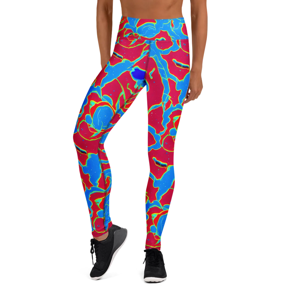 Electric Bloom on Yoga Leggings — Front