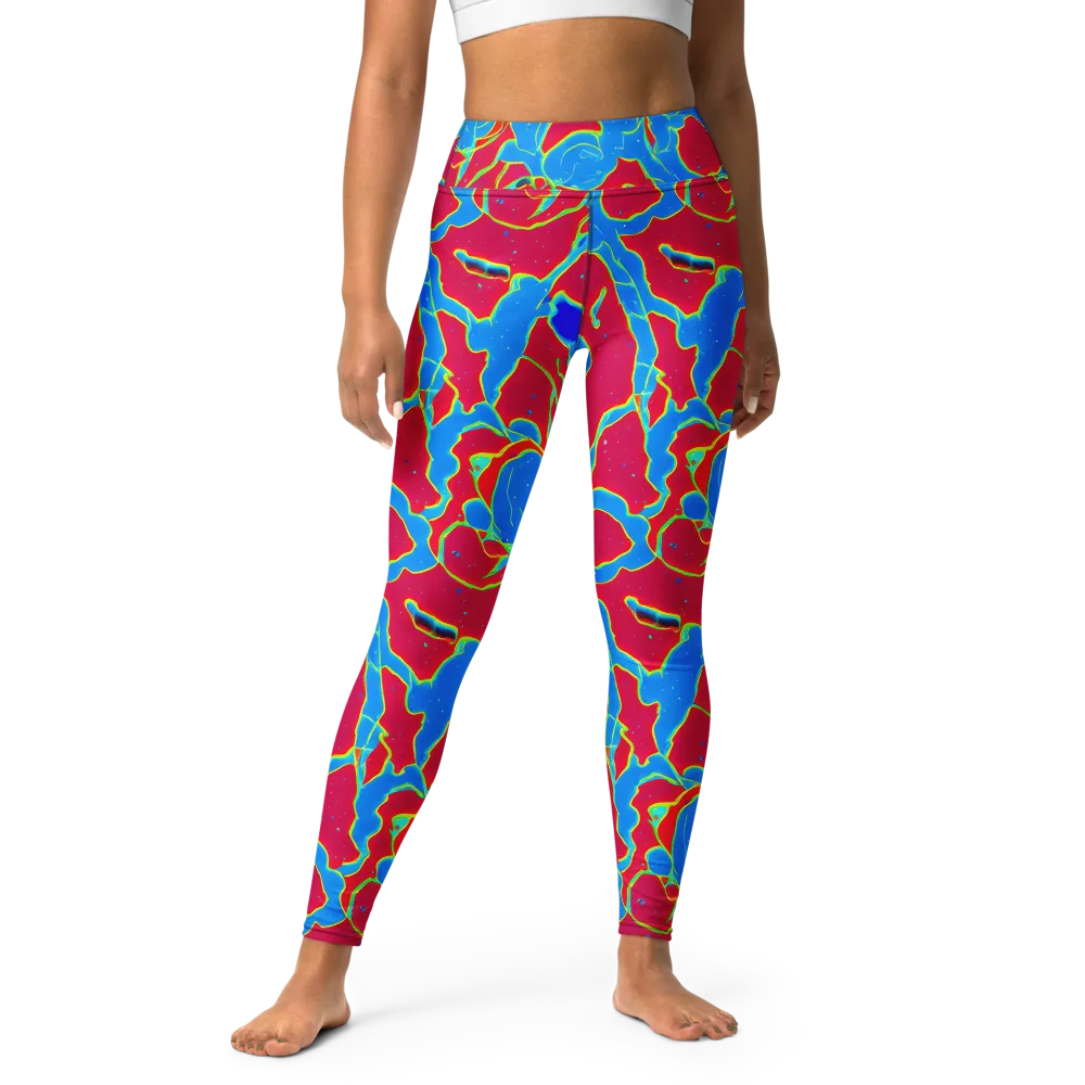 Electric Bloom on Yoga Leggings — Front