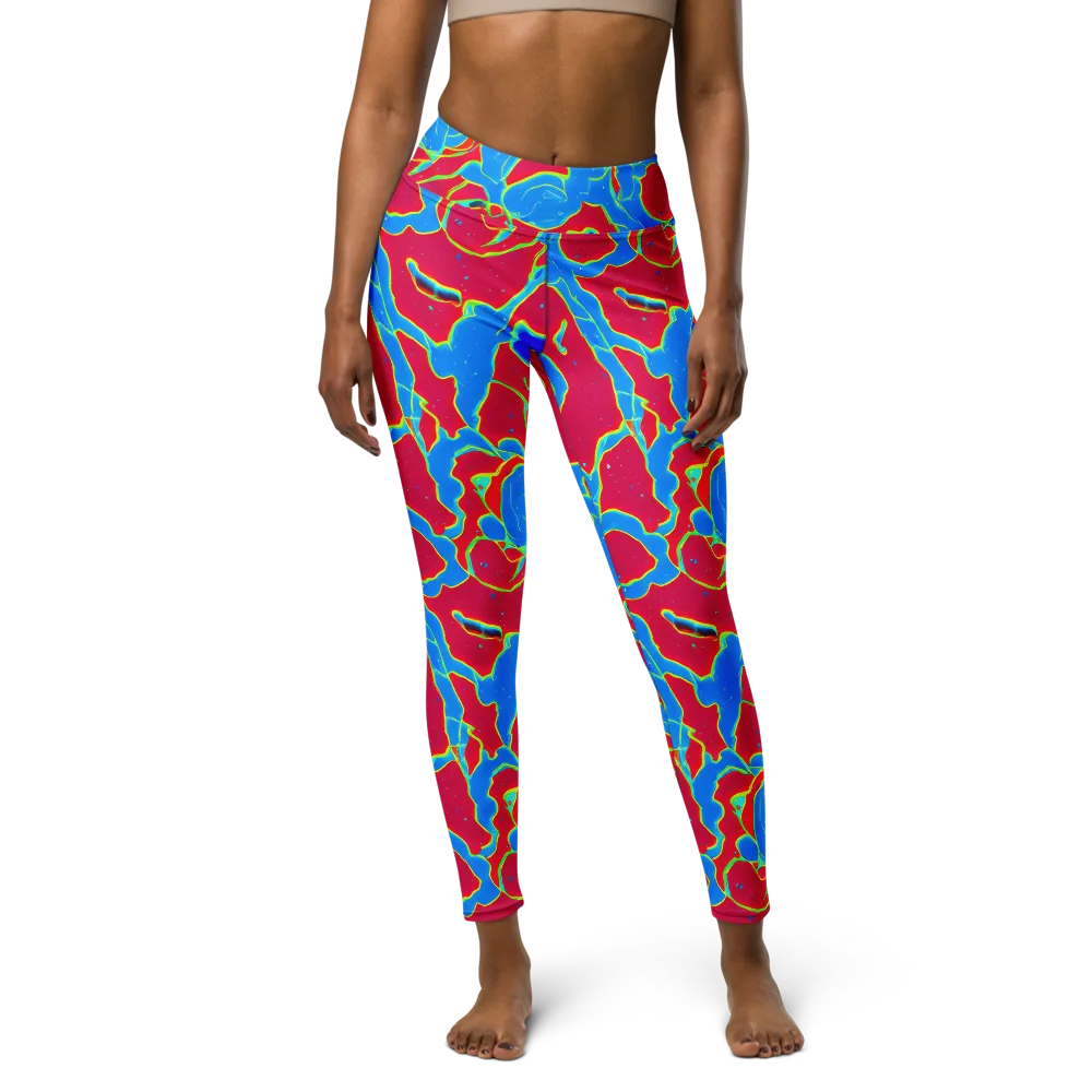 Electric Bloom on Yoga Leggings — Front