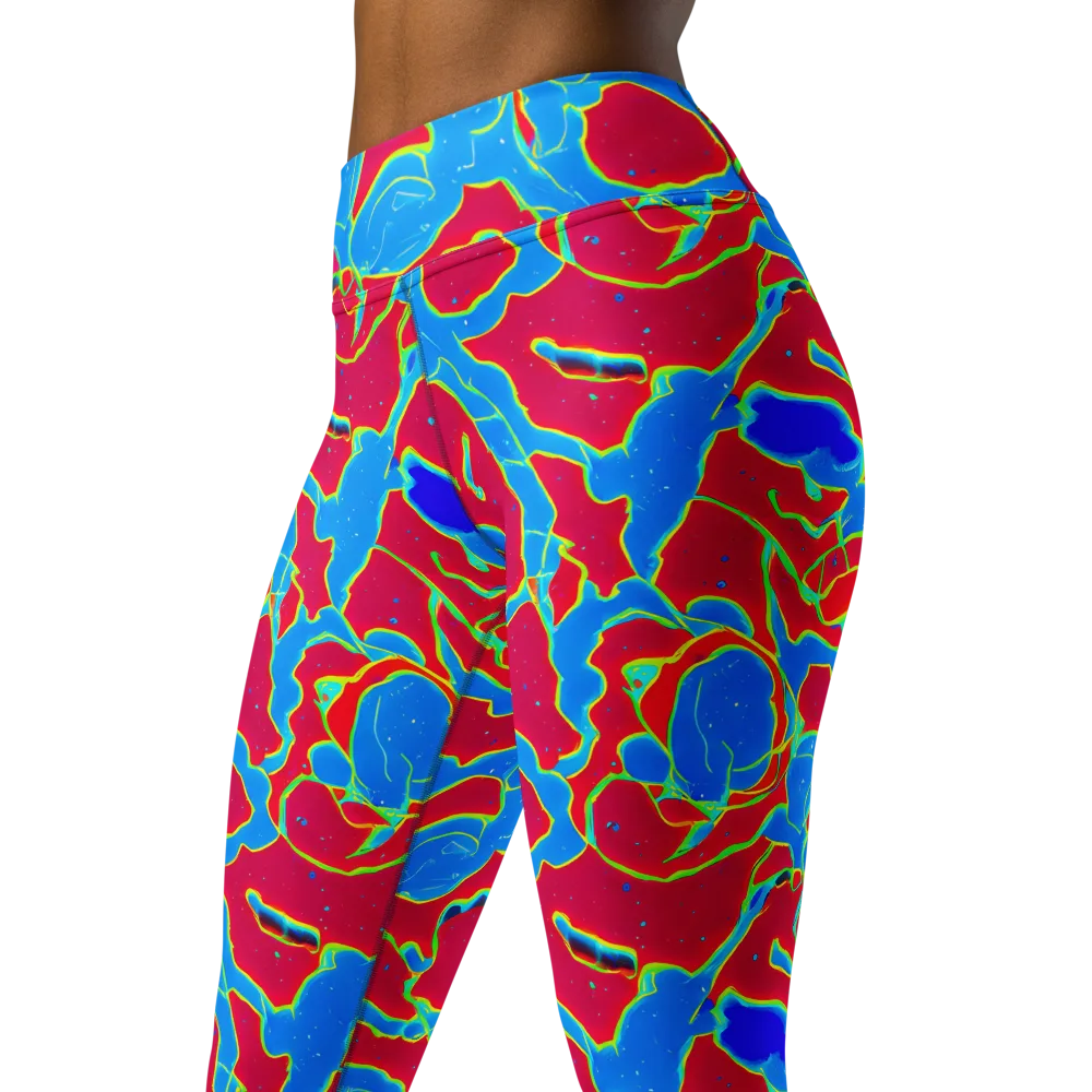 Electric Bloom on Yoga Leggings — Left Front