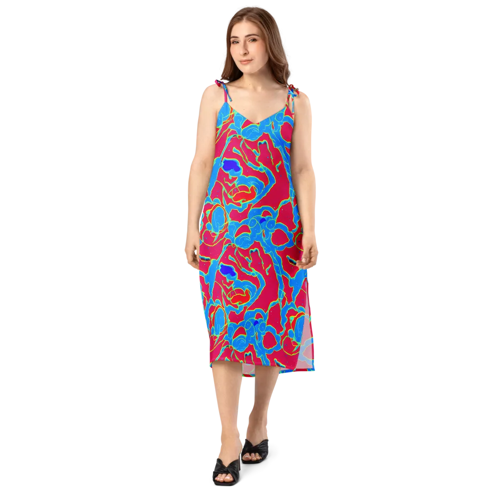 Electric Bloom on Slip Dress — Front