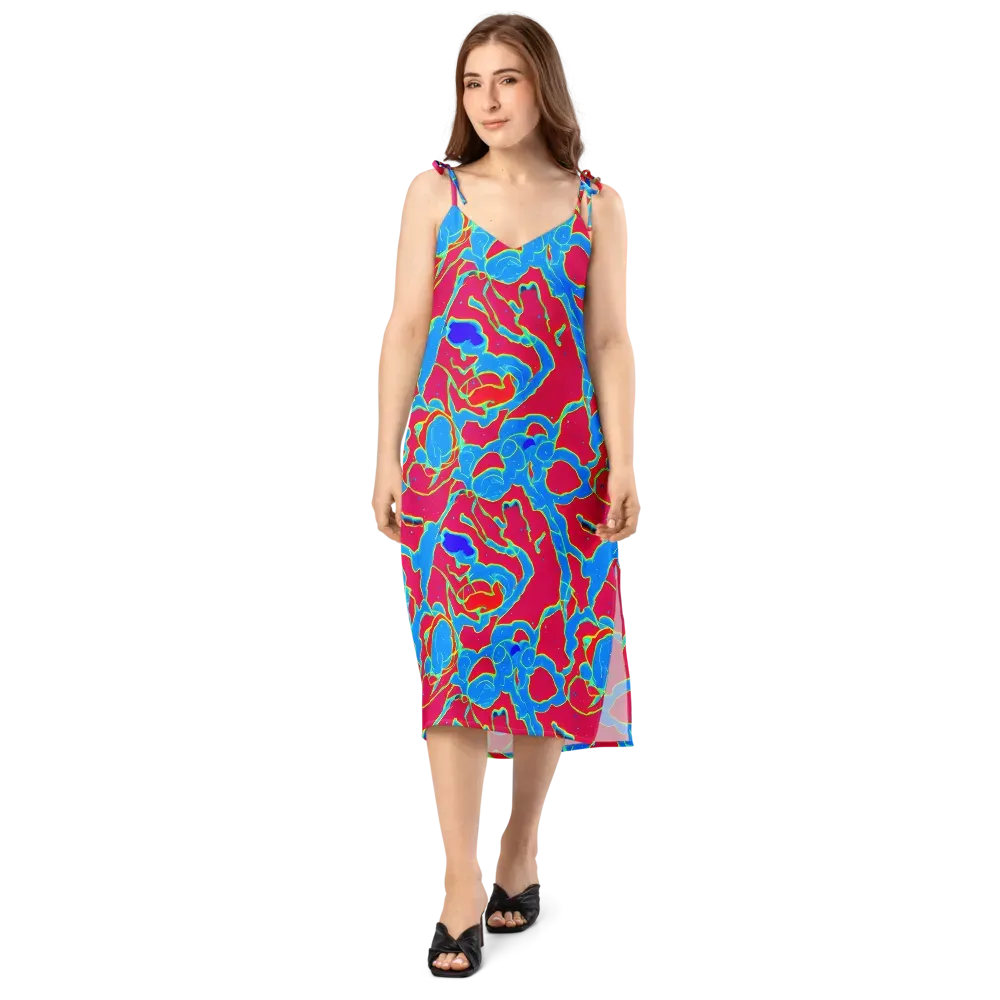 Electric Bloom on Slip Dress — Front