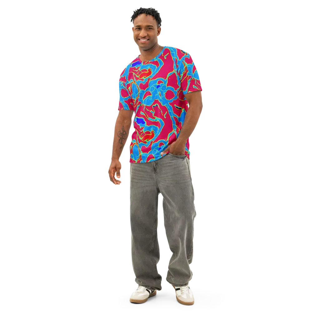 Electric Bloom on Men's Cotton Crew Neck T-Shirt — Front