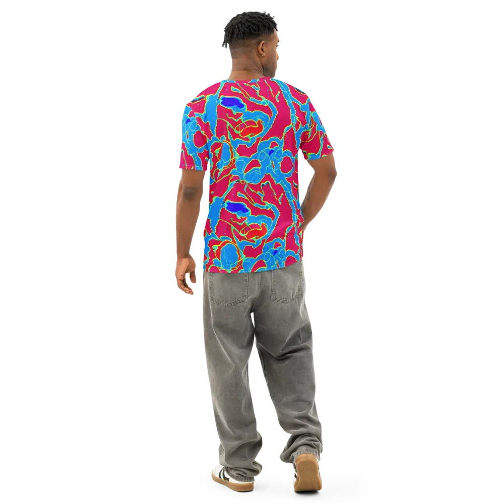 Electric Bloom on Men's Cotton Crew Neck T-Shirt — Back