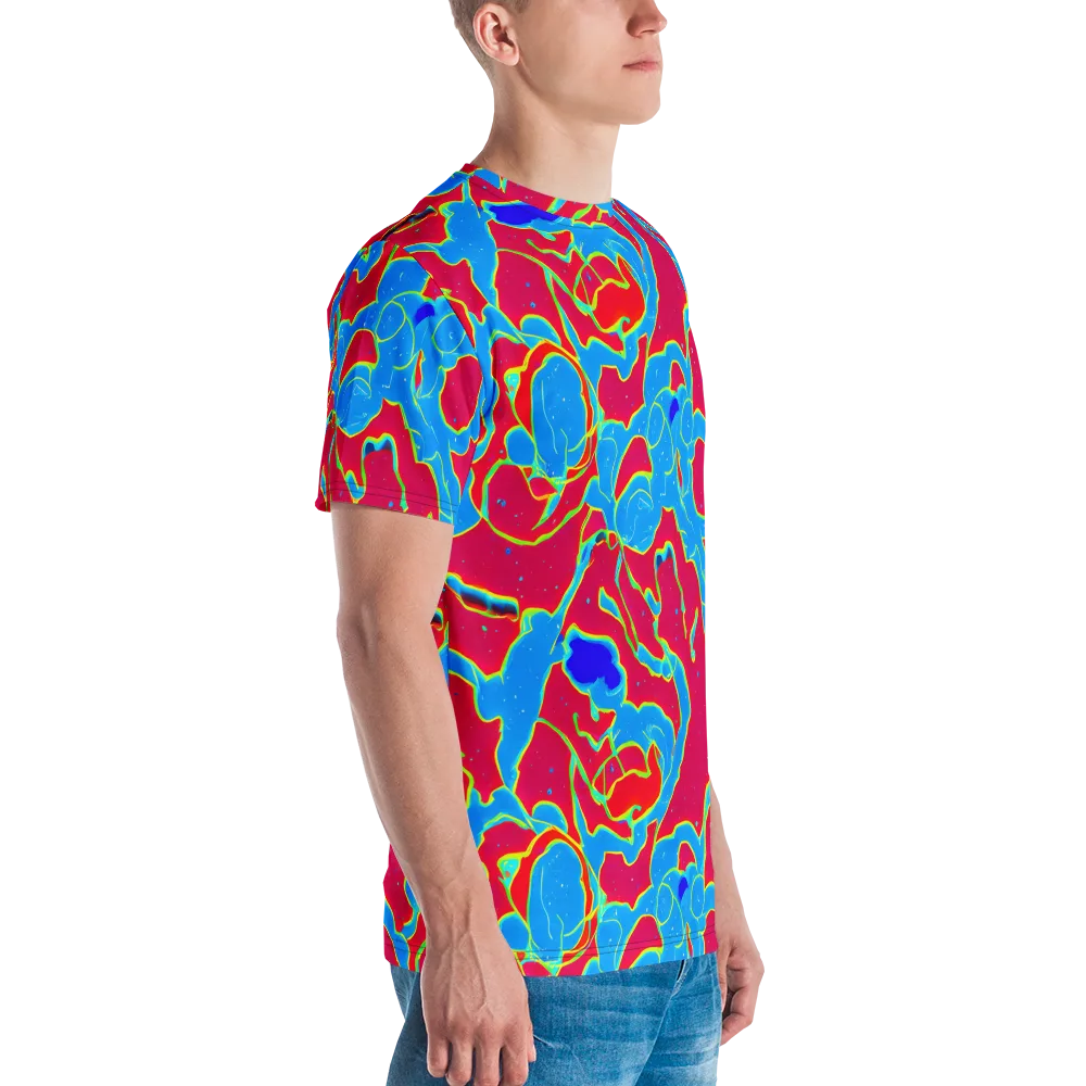 Electric Bloom on Men's Crew Neck T-Shirt — Right