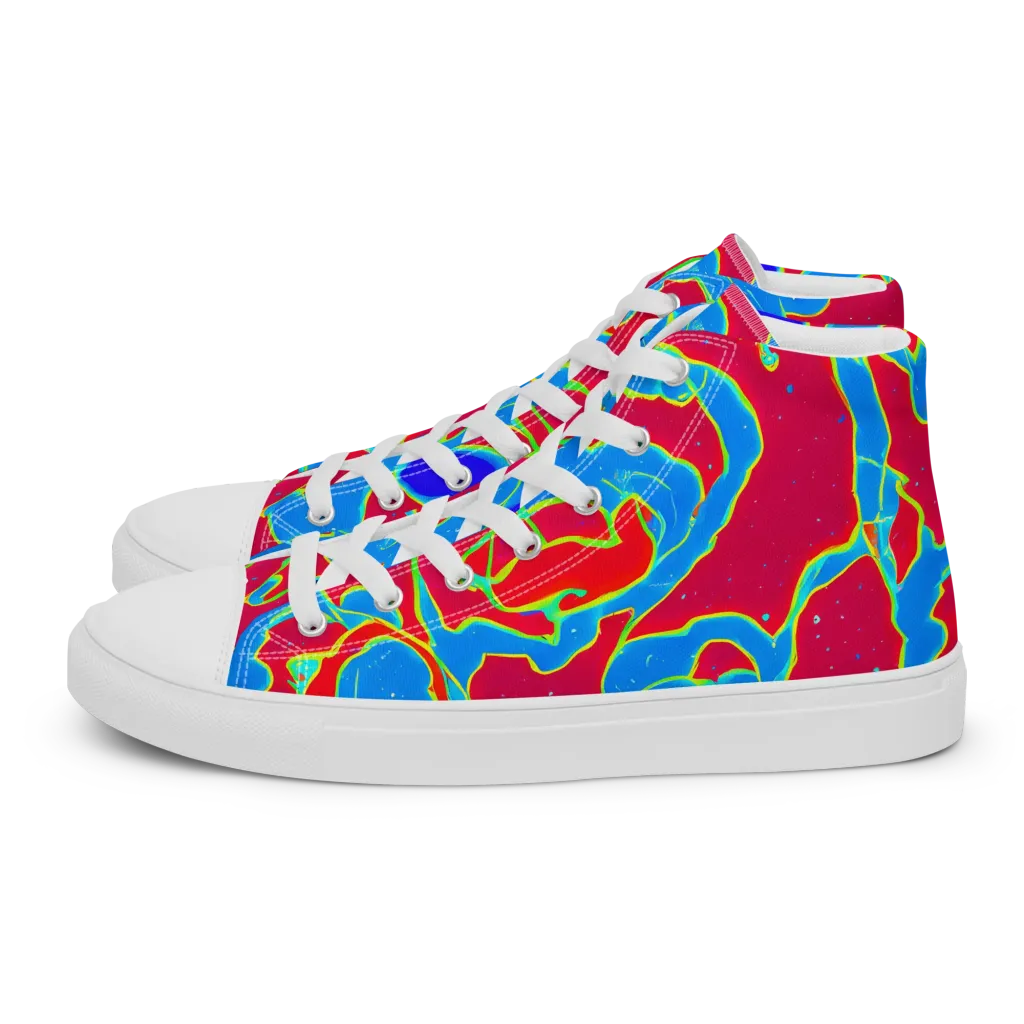 Electric Bloom on Men's High Top Canvas Shoes — Left
