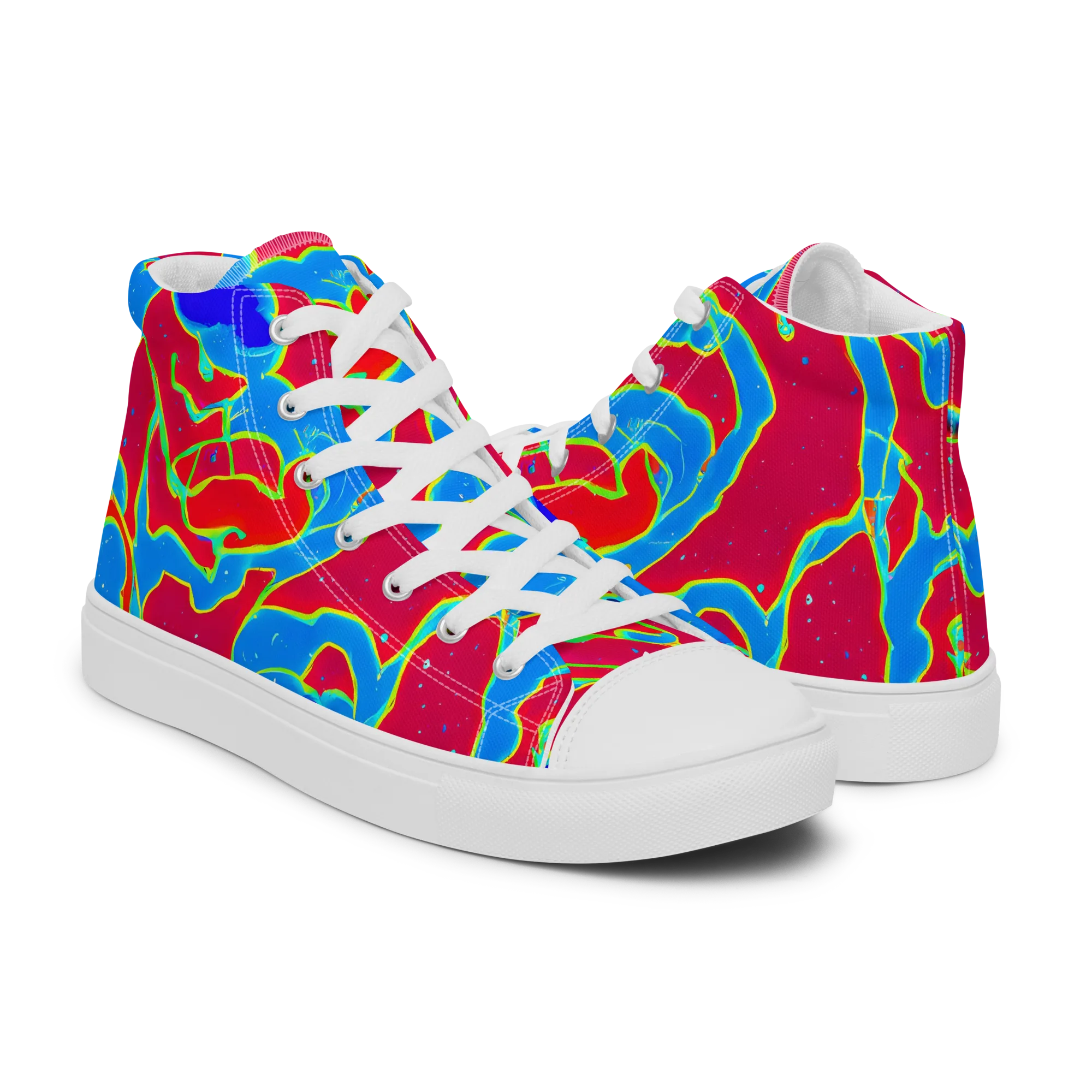 Electric Bloom on Men's High Top Canvas Shoes — Right