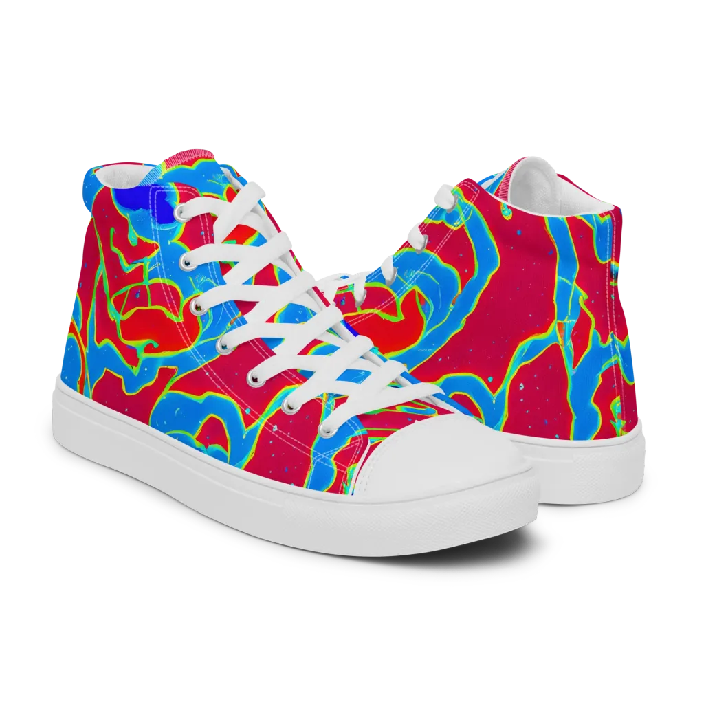 Electric Bloom on Men's High Top Canvas Shoes — Right