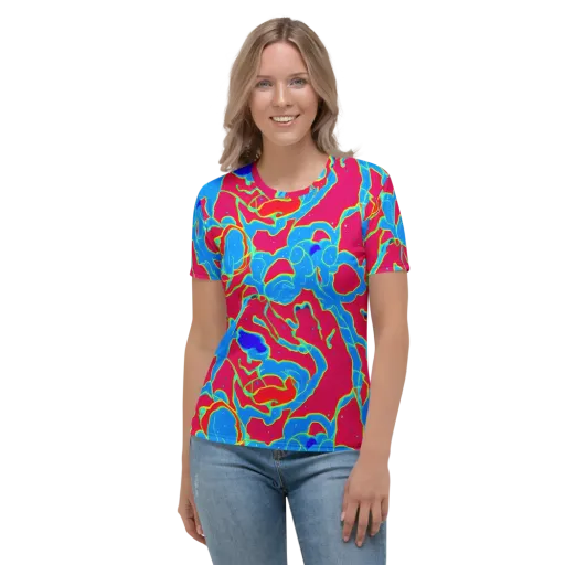 Electric Bloom on a Women's Crew Neck T-Shirt