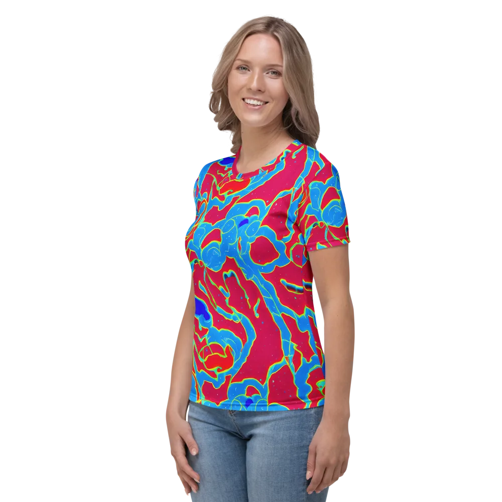 Electric Bloom on Women's Crew Neck T-Shirt — Left