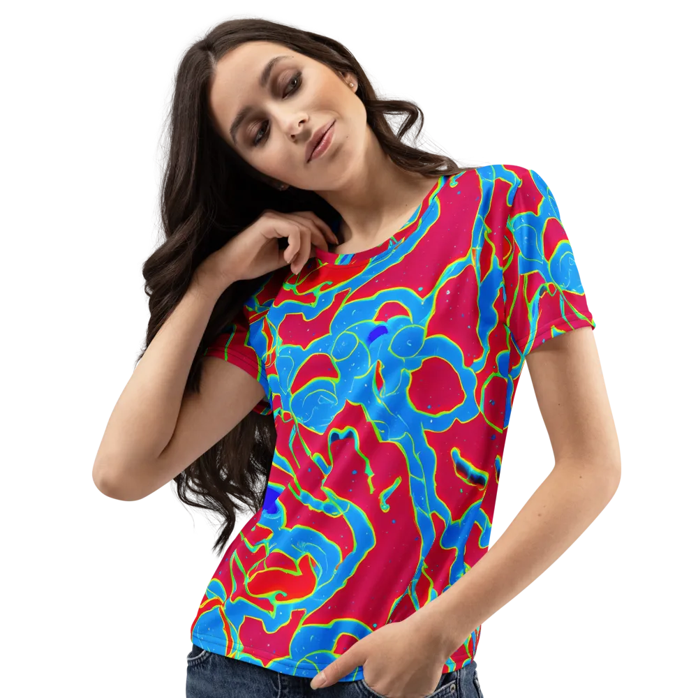Electric Bloom on Women's Crew Neck T-Shirt — Left Front