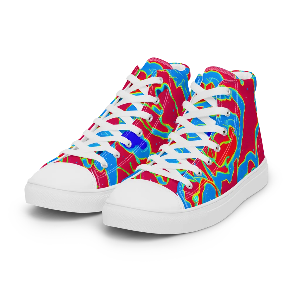 Electric Bloom on Women's High Top Canvas Shoes — Left Front