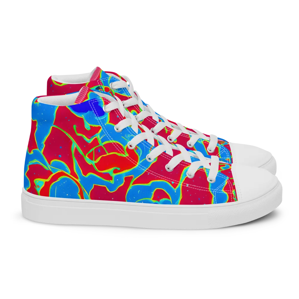 Electric Bloom on Women's High Top Canvas Shoes — Right