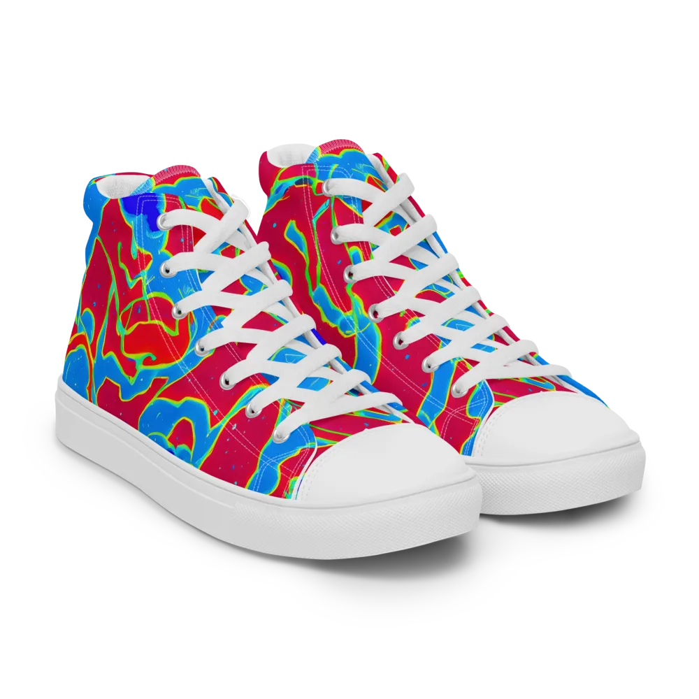 Electric Bloom on Women's High Top Canvas Shoes — Right Front
