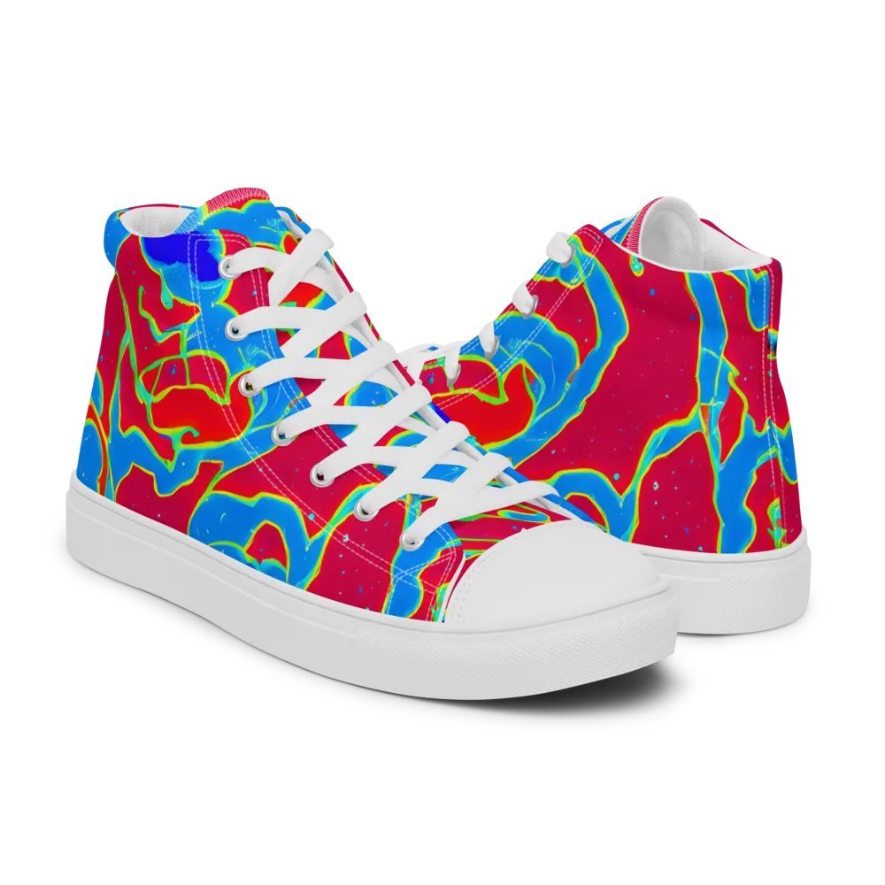 Electric Bloom on Women's High Top Canvas Shoes — Right