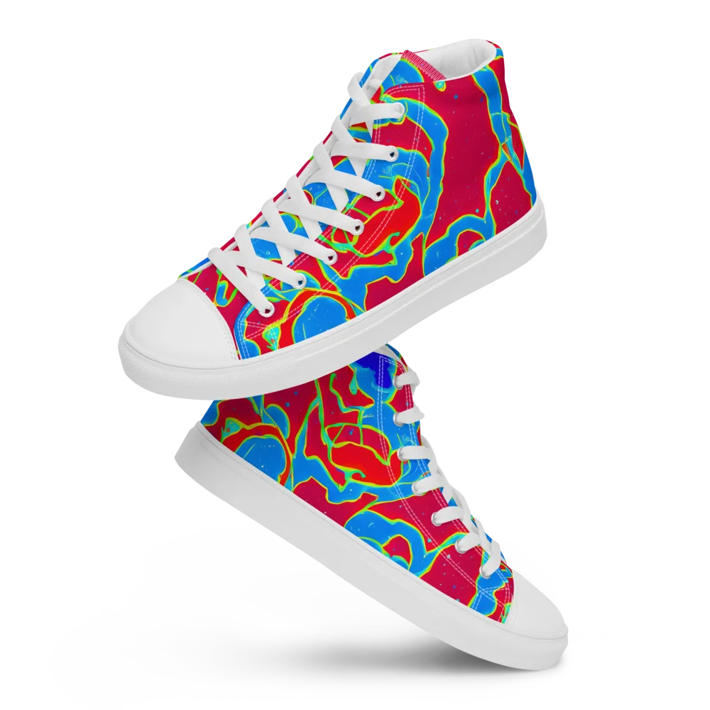 Electric Bloom on Women's High Top Canvas Shoes — Front