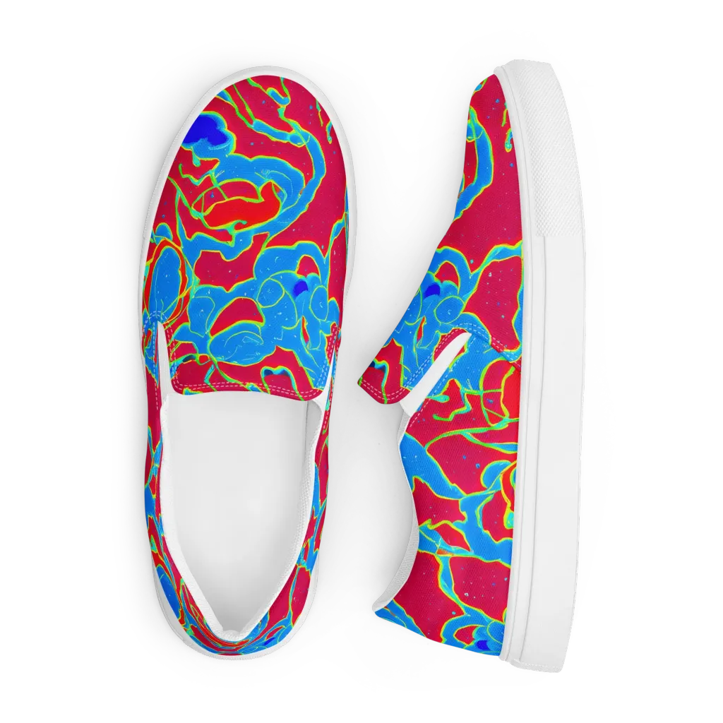 Electric Bloom on Men's Slip-On Canvas Shoes — Front