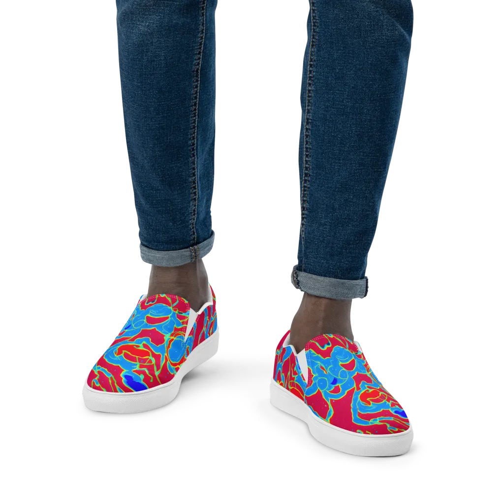 Electric Bloom on Men's Slip-On Canvas Shoes — Front