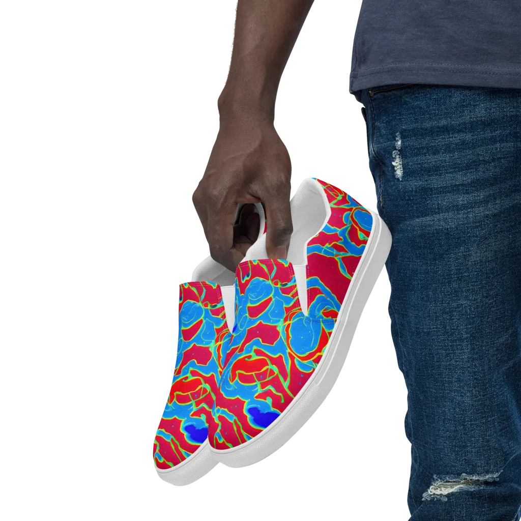 Electric Bloom on Men's Slip-On Canvas Shoes — Left Front