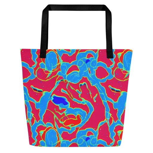 Electric Bloom on a Large Tote Bag W/ Pocket