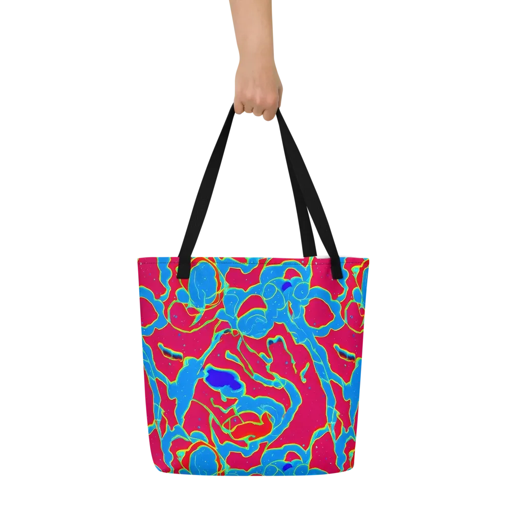 Electric Bloom on Large Tote Bag W/ Pocket — Front