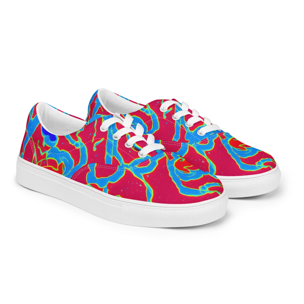 Electric Bloom on Men's Lace-Up Canvas Shoes — Right Front