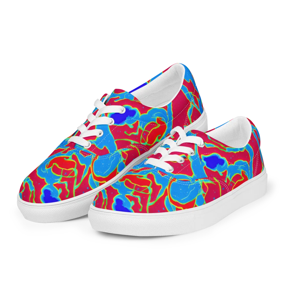 Electric Bloom on Men's Lace-Up Canvas Shoes — Left Front