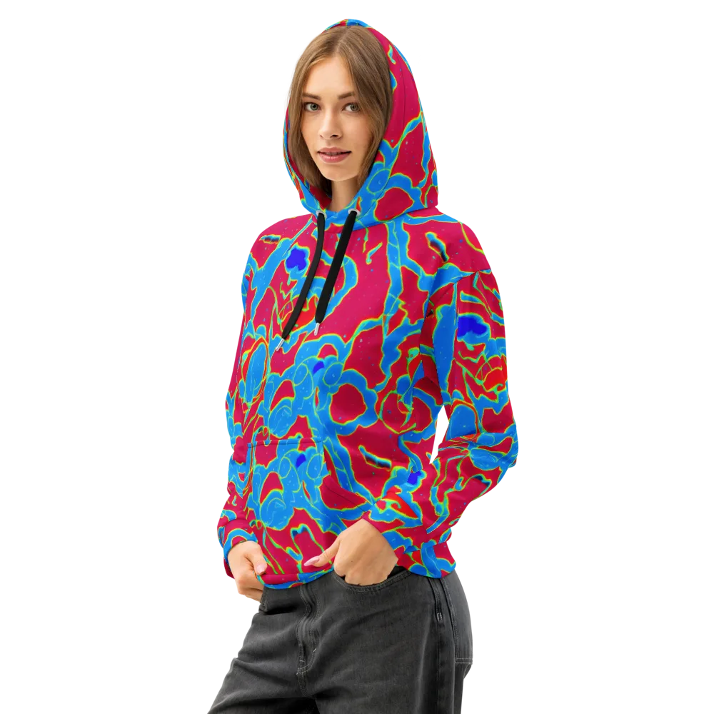 Electric Bloom on Cotton Hoodie — Left Front