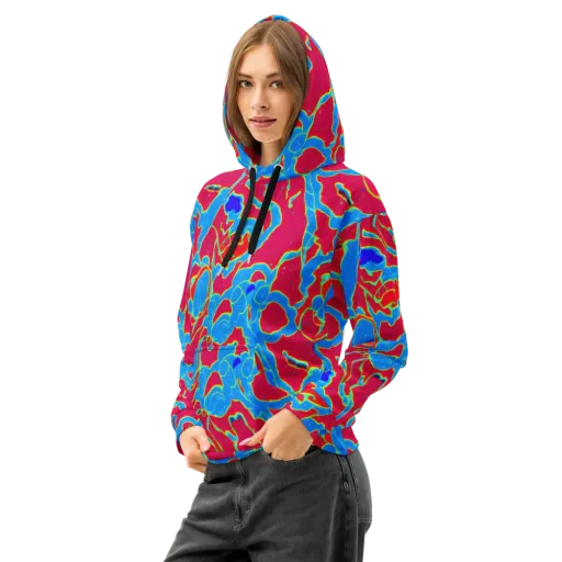 Electric Bloom on a Cotton Hoodie