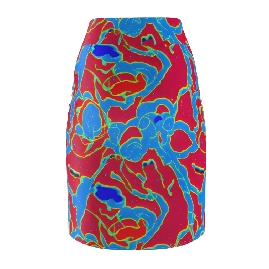 Electric Bloom on Pencil Skirt — Back